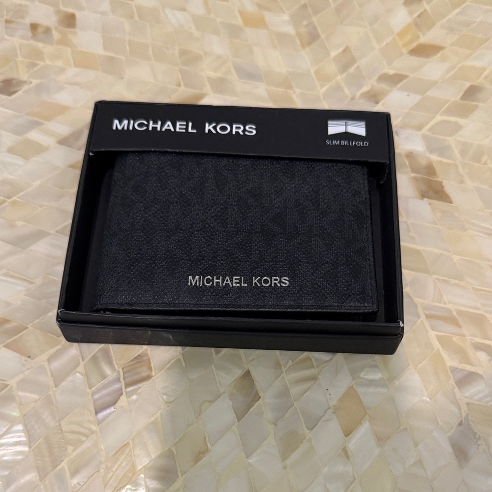 Michael Kors Black slim bi fold wallet NWT